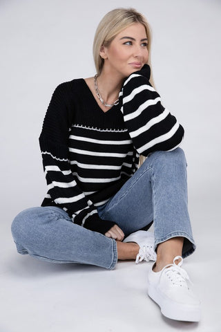 Striped Knit Sweater *Online Only* - Premium clothing at Lonnys NY - Just $39! Shop Womens clothing now 