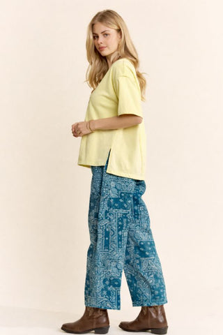 61 Jane Bandana Print High Rise Barrel Jeans
