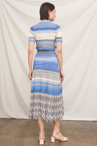 61 Jane Chevron Pointelle Knit Skirt and Cardi Set