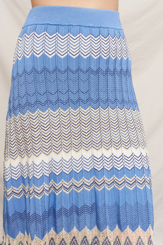 61 Jane Chevron Pointelle Knit Skirt and Cardi Set