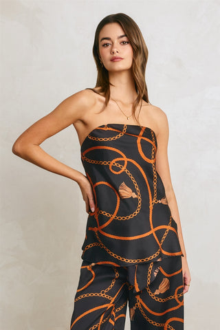61 Jane Printed Satiny Tube Top