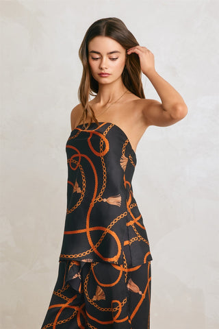 61 Jane Printed Satiny Tube Top