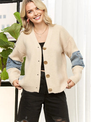 61 Jane Denim Accent Cardigan Jacket