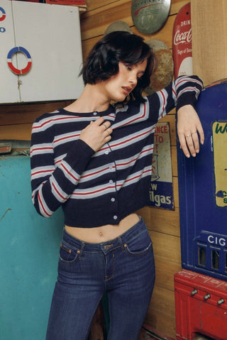 61 Jane Skyline Striped Cardi Sweater