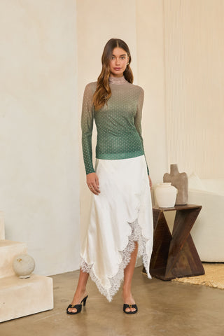 61 Jane Embellished Mesh Mockneck Shirt