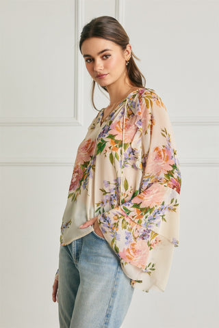61 Jane Bell Sleeve Floral Blouse