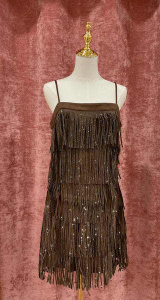61 Jane Hotfix Fringe Faux Suede Mini Dress