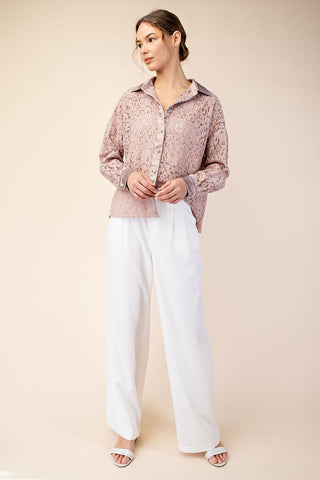 61 Jane Lace Floral Button Down Shirt