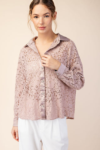 61 Jane Lace Floral Button Down Shirt