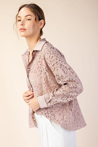 61 Jane Lace Floral Button Down Shirt