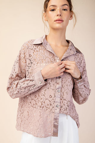 61 Jane Lace Floral Button Down Shirt
