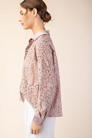 61 Jane Lace Floral Button Down Shirt