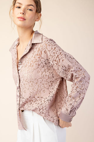 61 Jane Lace Floral Button Down Shirt