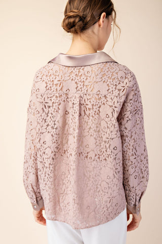 61 Jane Lace Floral Button Down Shirt
