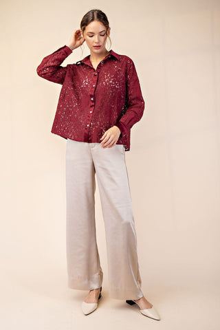 61 Jane Lace Floral Button Down Shirt