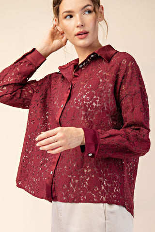 61 Jane Lace Floral Button Down Shirt