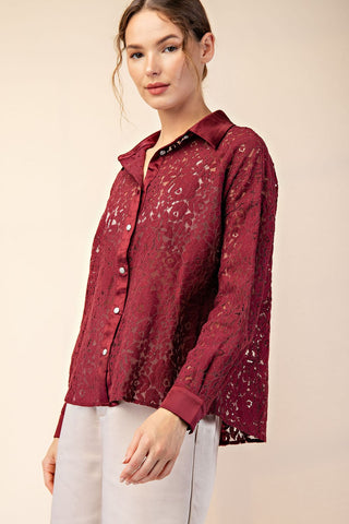 61 Jane Lace Floral Button Down Shirt