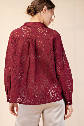 61 Jane Lace Floral Button Down Shirt
