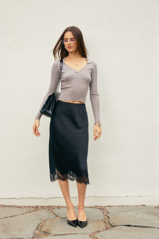 61 Jane Lace Trim Midi Skirt