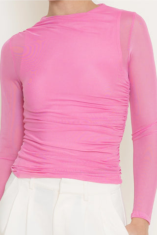 61 Jane Ruched Mock Neck Long Sleeve Shirt