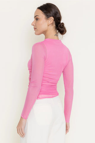 61 Jane Ruched Mock Neck Long Sleeve Shirt