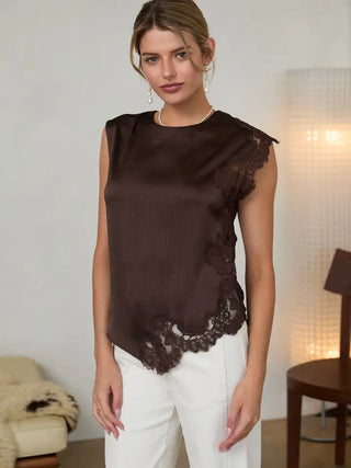 61 Jane Mixed Lace Sleeveless Blouse