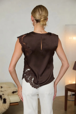 61 Jane Mixed Lace Sleeveless Blouse
