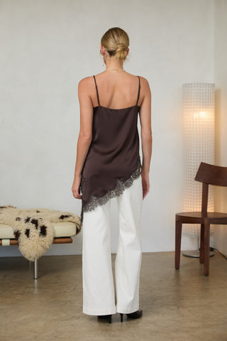 61 Jane Crinkle Satin Asymmetrical Cami Tunic