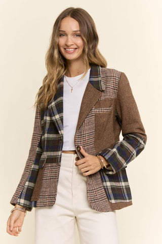 61 Jane Mixed Plaid & Herringbone Jacket