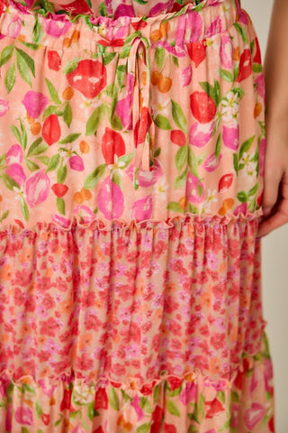 61 Jane Mixed Floral Tiered Skirt