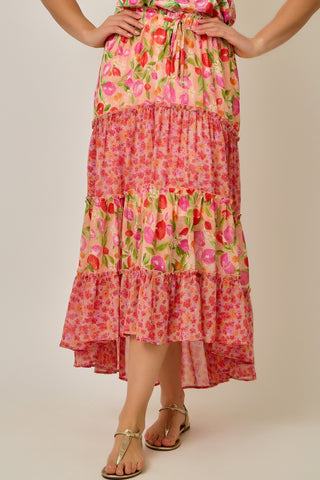 61 Jane Mixed Floral Tiered Skirt