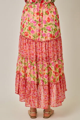 61 Jane Mixed Floral Tiered Skirt