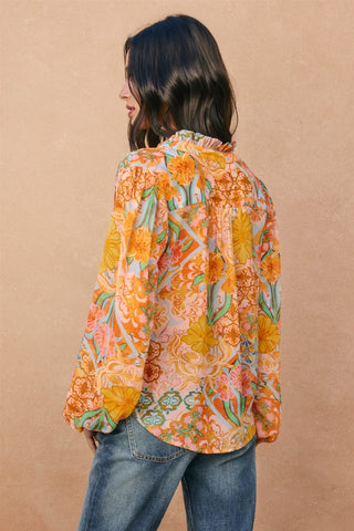 61 Jane Paisley Print Balloon Sleeve Blouse