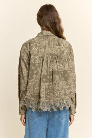 61 Jane Paisley Bandana Lace Trim Jacket