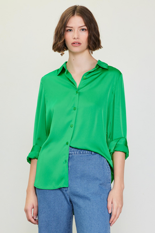61 Jane RECYCLED CLASSIC SATIN BUTTON DOWN BLOUSE - Premium Shirts & Tops from 61 Jane - Just $65! Shop now 
