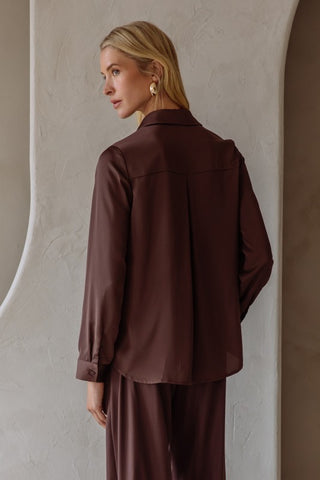 61 Jane Satiny Button Down Blouse