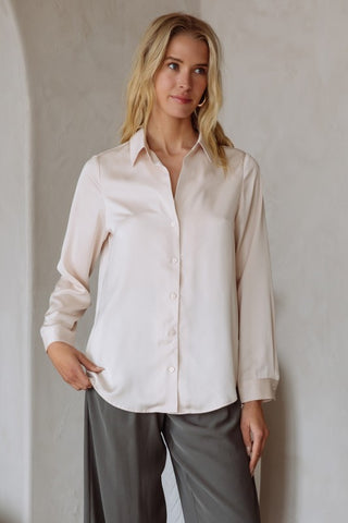 61 Jane Satiny Button Down Blouse