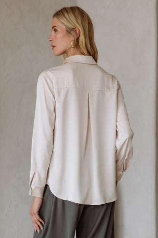 61 Jane Satiny Button Down Blouse