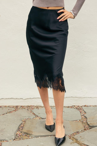 61 Jane Satiny Lace Hem Pencil Skirt