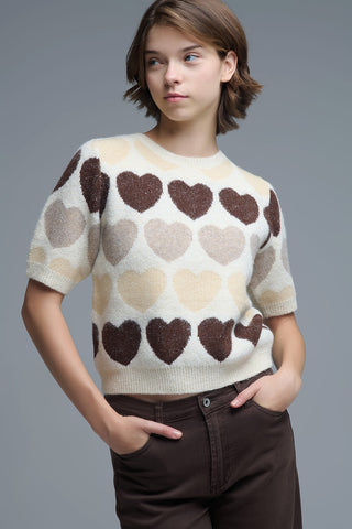 61 Jane Printed Heart Sweater