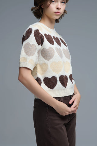 61 Jane Printed Heart Sweater