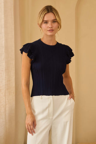 61 Jane Ruffle Sleeve Knit Top