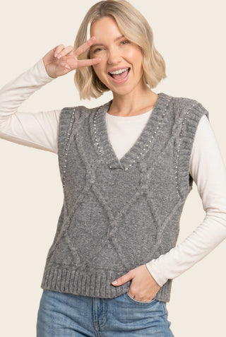 61 Jane Stud Accent Sweater Vest