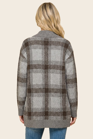 61 Jane Tailor Collar Checker Heavy Sweater Cardigan