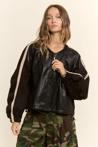 61 Jane Vegan Leather Panelled Bomber Jacket