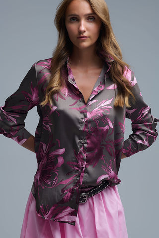 61 Jane Floral Satin Blouse