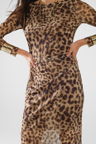leopard bodycon dress long sleeve 61 Jane Leopard Print Bodycon Dress *FINAL SALE* Leopard Print / Large