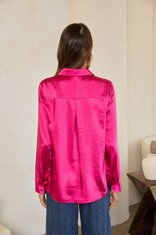 61 Jane Classic Satin V-Neck Blouse