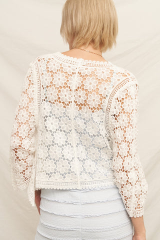 61 Jane Kimono Sleeve Crochet Cardigan
