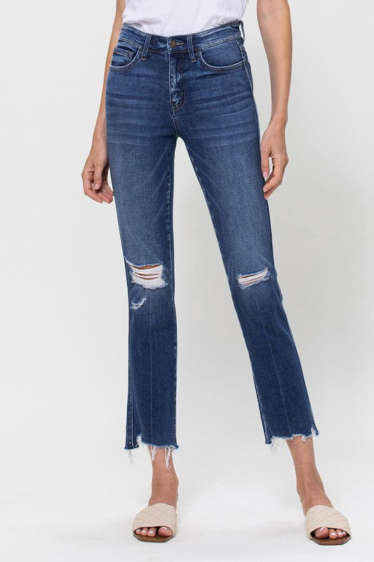 Flying Monkey Mid Rise Crop Slim Straight Medium Jeans *Online Only* - Premium  from Flying Monkey - Just $90.30! Shop now at Lonnys NY